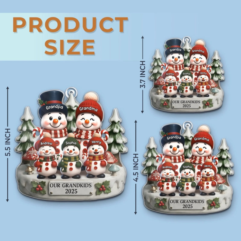 Custom Snowman Acrylic Ornament - Personalized Christmas Birthday Gifts For Grandpa, Grandma - Love Builds Where We Belong