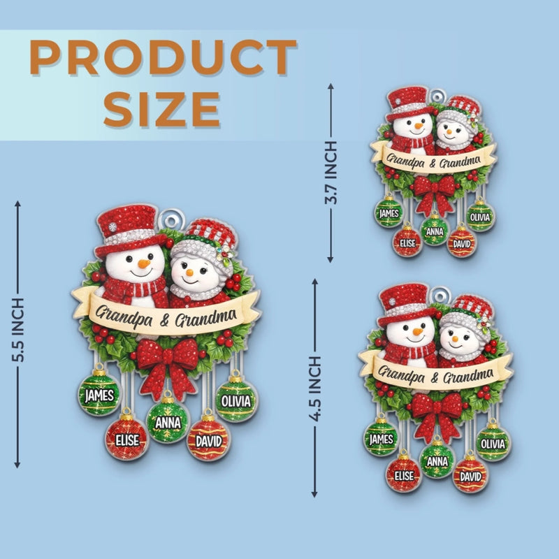 Custom Snowman Acrylic Ornament - Personalized Christmas Birthday Gifts For Grandpa, Grandma - Together Our Hearts Find Home