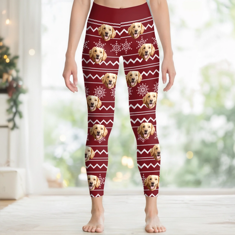 Custom Photo Women Leggings - Personalized  Christmas Birthday Gifts For Dog Cat Lovers, Dog Dad And Mom, Cat Owners - Pawty All The Way