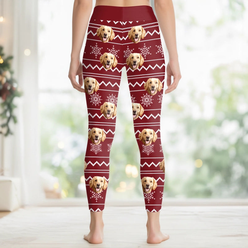 Custom Photo Women Leggings - Personalized  Christmas Birthday Gifts For Dog Cat Lovers, Dog Dad And Mom, Cat Owners - Pawty All The Way