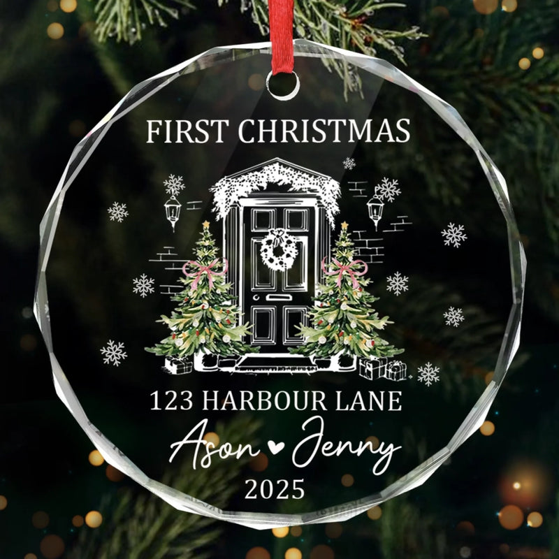 Custom New Home First Home Glass Ornament - Personalized Christmas Ornament For Couples, First Home Keepsake, Housewarming Bauble Gift, New Home Keepsake Gift- Our Little Family, Our New Home