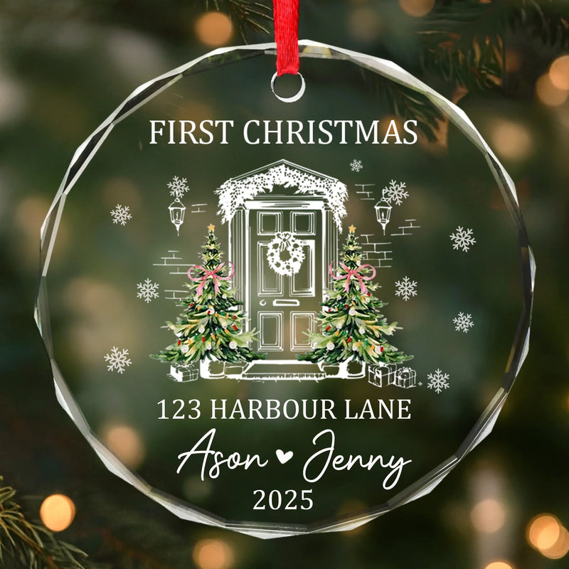 Custom New Home First Home Glass Ornament - Personalized Christmas Ornament For Couples, First Home Keepsake, Housewarming Bauble Gift, New Home Keepsake Gift- Our Little Family, Our New Home