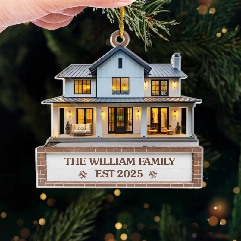 Custom Photo First Christmas In New Home Ceramic Ornament - Personalized Anniversary Christmas Wedding Gifts For Husband And Wife, Him And Her, New Homeowners, Couples, Friends - First Cozy Christmas