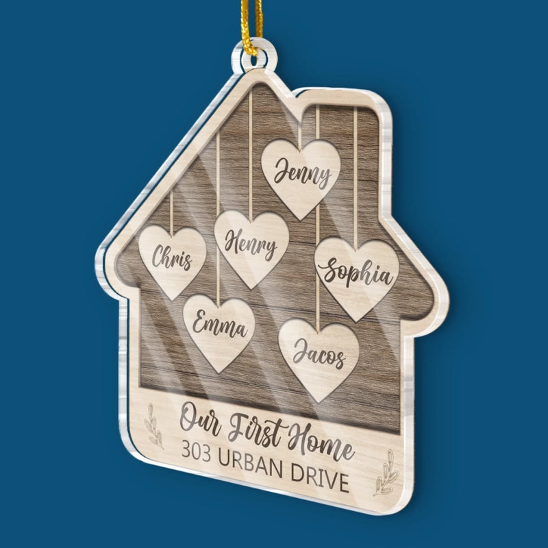 Custom First Christmas In New Home Ceramic Ornament - Personalized Anniversary Christmas Wedding Gifts For Husband And Wife, Him And Her, New Homeowners, Couples, Friends - Our First Little Nest