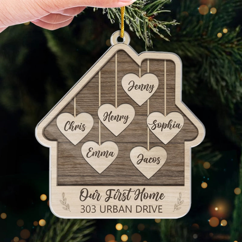 Custom First Christmas In New Home Ceramic Ornament - Personalized Anniversary Christmas Wedding Gifts For Husband And Wife, Him And Her, New Homeowners, Couples, Friends - Our First Little Nest
