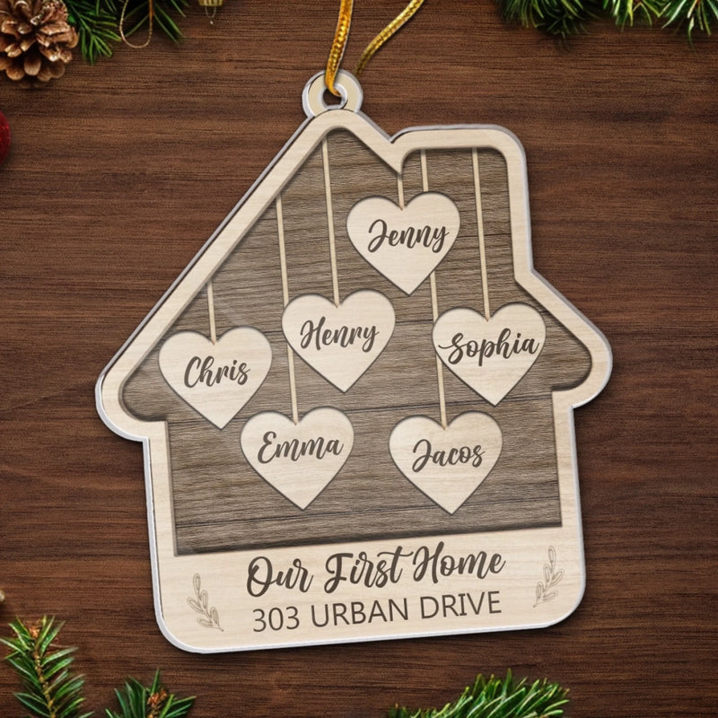Custom First Christmas In New Home Ceramic Ornament - Personalized Anniversary Christmas Wedding Gifts For Husband And Wife, Him And Her, New Homeowners, Couples, Friends - Our First Little Nest