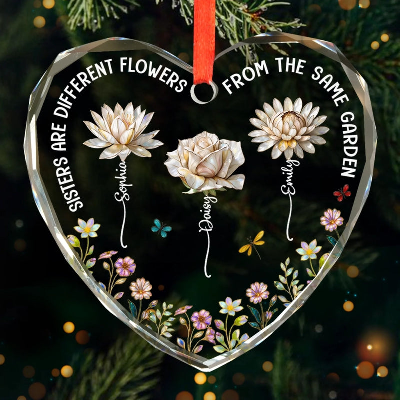 Custom Heart Glass Ornament - Personalized Best Friend Christmas Birthday Gifts For Women, Besties, Sisters, BFF - Bloom Where We Belong