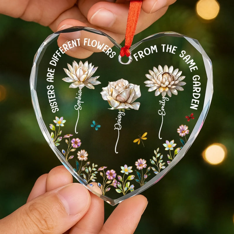 Custom Heart Glass Ornament - Personalized Best Friend Christmas Birthday Gifts For Women, Besties, Sisters, BFF - Bloom Where We Belong