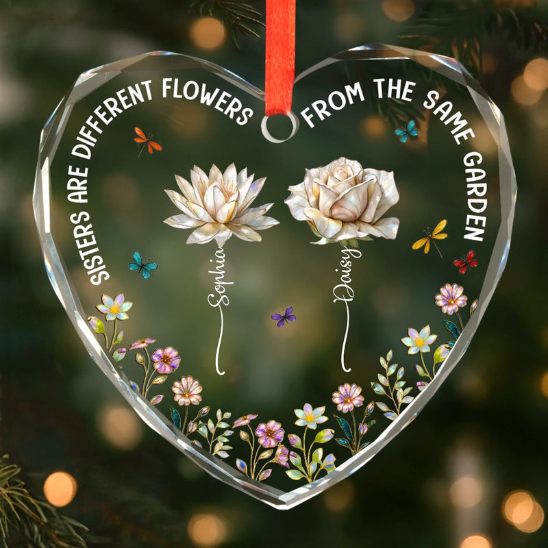 Custom Heart Glass Ornament - Personalized Best Friend Christmas Birthday Gifts For Women, Besties, Sisters, BFF - Bloom Where We Belong