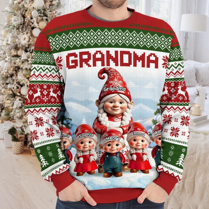 Custom Gnome Unisex Ugly Sweatshirt - Personalized Christmas Birthday Gifts For Mom, Grandma - Christmas Magic Shared Across Generations
