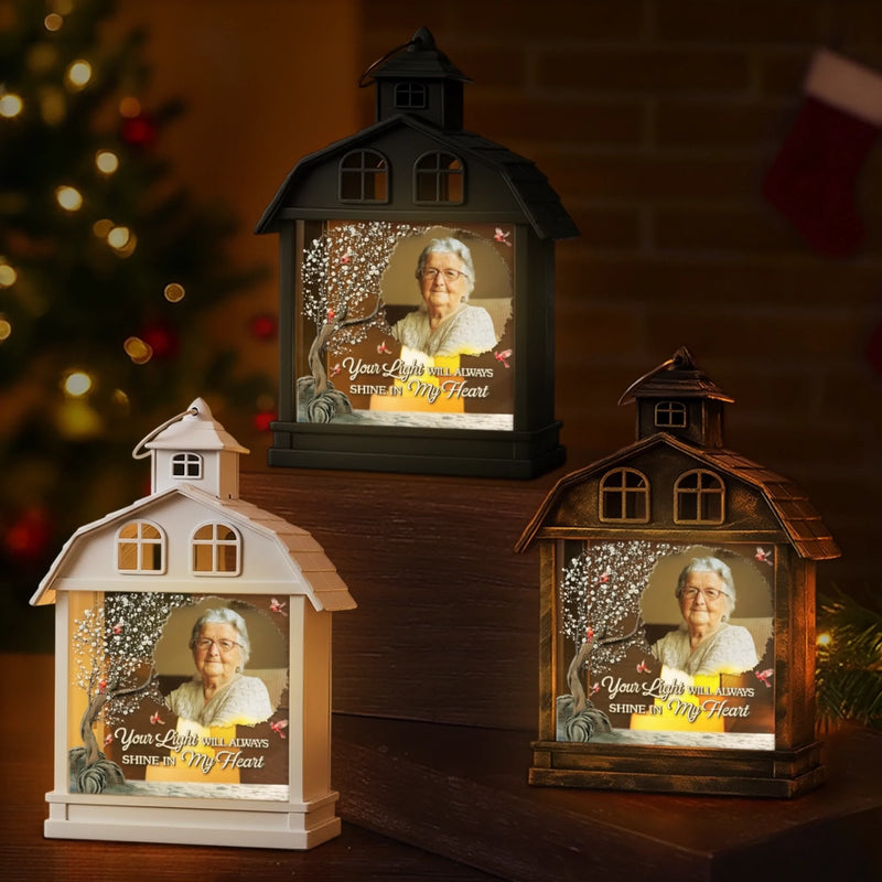Custom Photo LED House Lantern Light - Personalized Christmas Memorial Sympathy Gifts For Loss Of Mom, Dad - A Beautiful Soul Lives In Memory