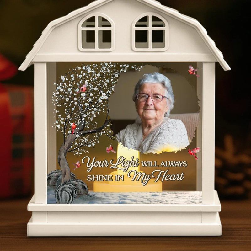 Custom Photo LED House Lantern Light - Personalized Christmas Memorial Sympathy Gifts For Loss Of Mom, Dad - A Beautiful Soul Lives In Memory