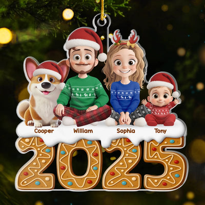 Custom Acrylic Ornament - Personalized Christmas Birthday Gifts For Family, Dog Cat Lovers - Gingerbread Dreams, Family Themes