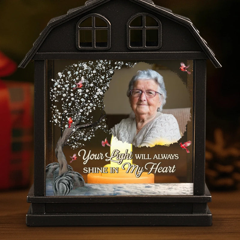 Custom Photo LED House Lantern Light - Personalized Christmas Memorial Sympathy Gifts For Loss Of Mom, Dad - A Beautiful Soul Lives In Memory