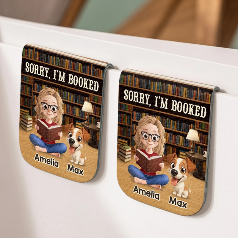 Custom Leather Magnetic Bookmark - Personalized  Bookish Gifts For Book Lovers, Bookworms, Dog Cat Lovers - Stories With Paws