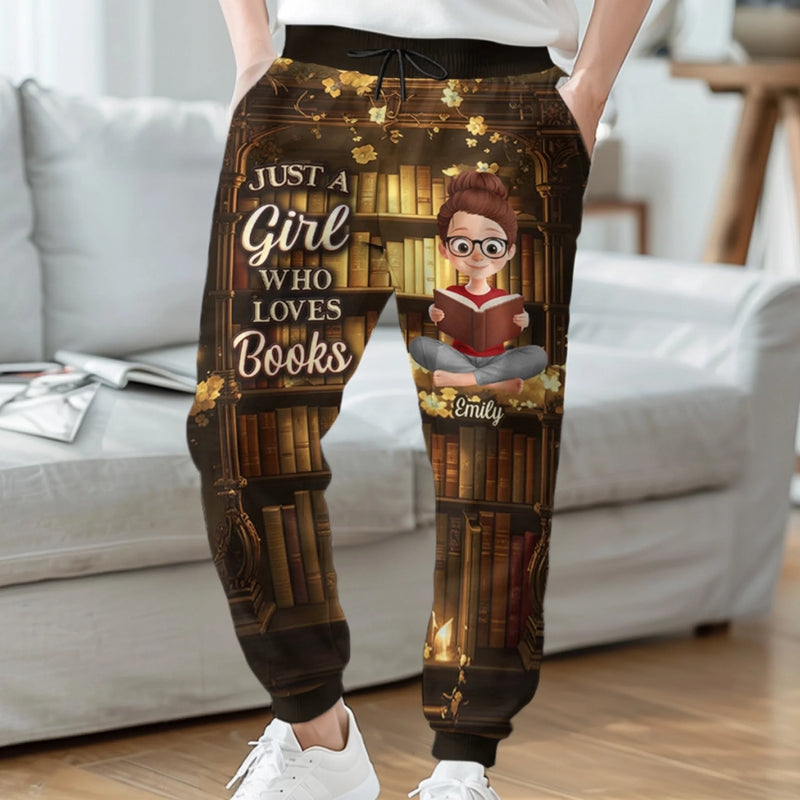 Custom Unisex Sweatpants - Personalized Bookish Gifts For Book Lovers, Bookworms, Readers - Just A Girl And Her Books