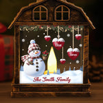 Custom Name Christmas Snowman Family Gifts - Personalized LED House Lantern Light