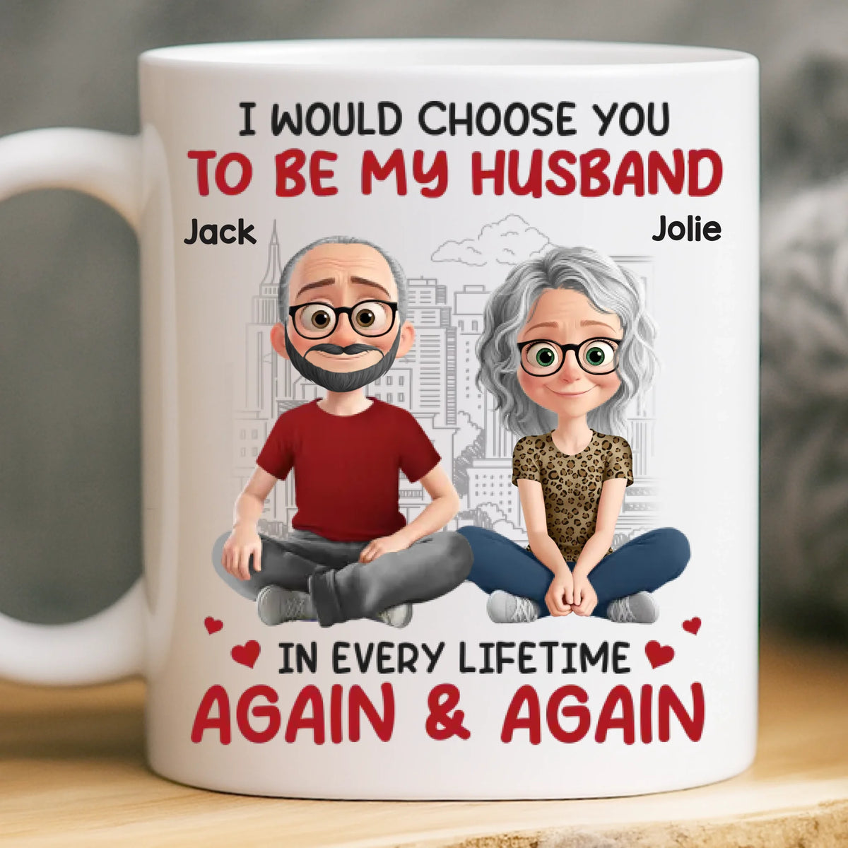Custom Mug - Personalized Anniversary Wedding Gifts For Husband And Wife, Him And Her - Two Hearts One Love