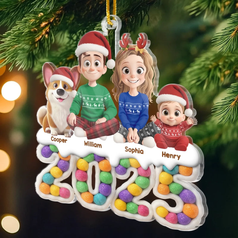 Custom Acrylic Ornament - Personalized Christmas Birthday Gifts For Family, Dog Cat Lovers - Love Gathers Here