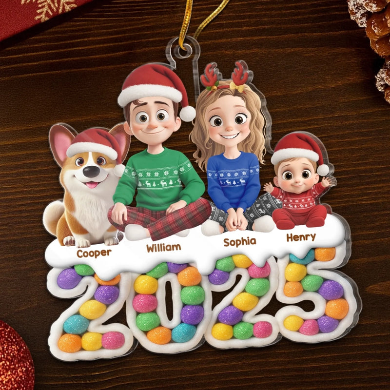 Custom Acrylic Ornament - Personalized Christmas Birthday Gifts For Family, Dog Cat Lovers - Love Gathers Here
