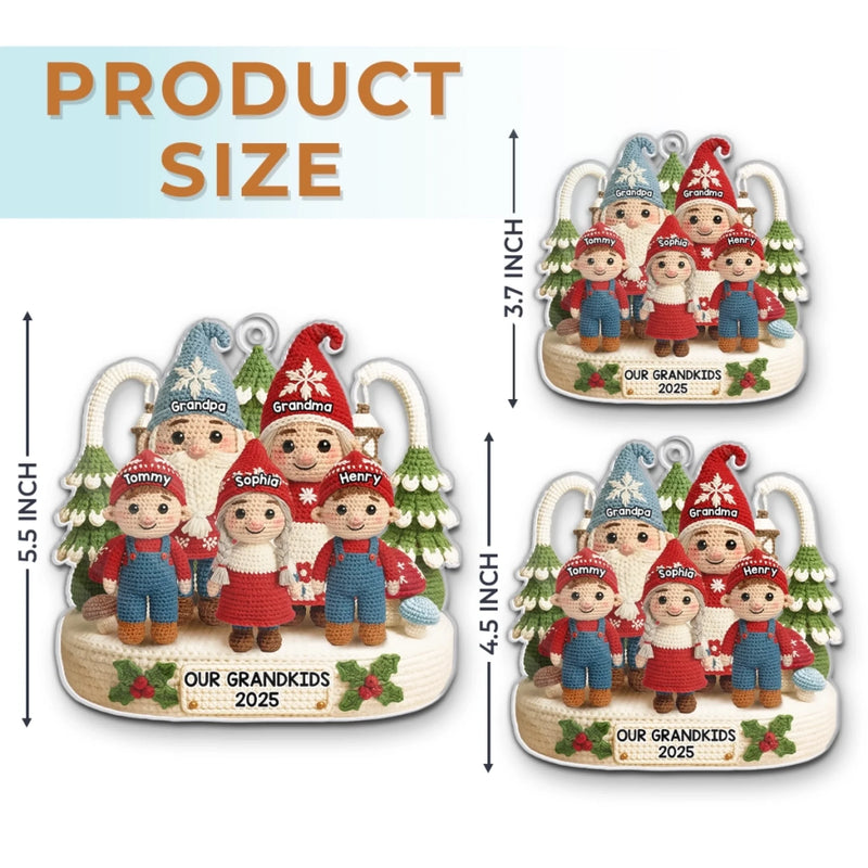Custom Crochet Gnome Acrylic Ornament - Personalized Christmas Birthday Gifts For Grandpa, Grandma - Together We Celebrate Christmas Joy