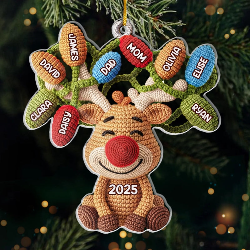 Custom Crochet Acrylic Ornament - Personalized Christmas Birthday Gifts For Mom, Dad, Brother, Sister, Kids - Loops Of Joy
