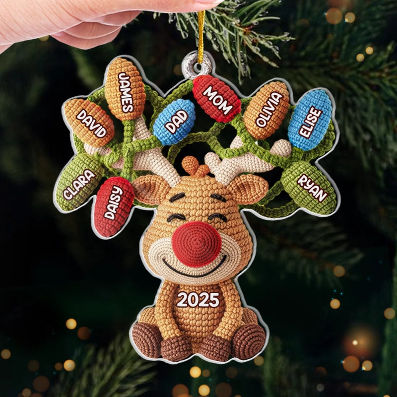 Custom Crochet Acrylic Ornament - Personalized Christmas Birthday Gifts For Mom, Dad, Brother, Sister, Kids - Loops Of Joy