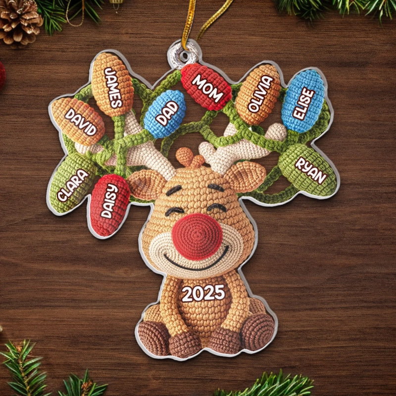 Custom Crochet Acrylic Ornament - Personalized Christmas Birthday Gifts For Mom, Dad, Brother, Sister, Kids - Loops Of Joy