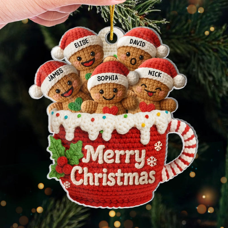 Custom Crochet Acrylic Ornament - Personalized Christmas Birthday Gifts For Mom, Dad, Brother, Sister, Kids - Love Gathers Around Us