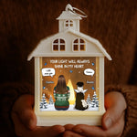 Custom LED House Lantern Light - Personalized Pet Christmas Memorial Sympathy Gifts For Dogs - Love Stays In Every Paw Print