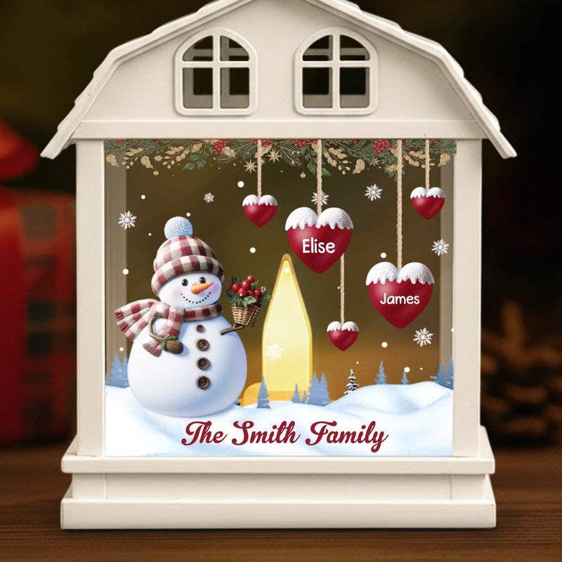 Custom Snowman LED Tabletop Lantern Light - Personalized Christmas Birthday Gifts For Mom, Dad, Brother, Sister, Kids - Frosty Nights Warm Hearts