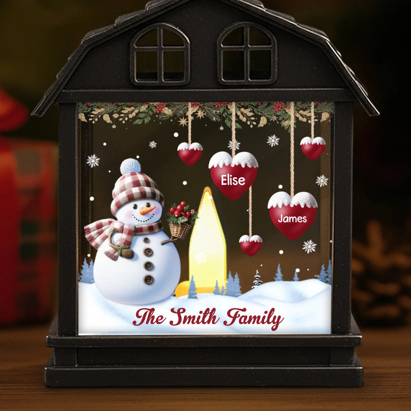 Custom Snowman LED Tabletop Lantern Light - Personalized Christmas Birthday Gifts For Mom, Dad, Brother, Sister, Kids - Frosty Nights Warm Hearts