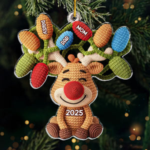 Custom Crochet Acrylic Ornament - Personalized Christmas Birthday Gifts For Mom, Dad, Brother, Sister, Kids - Loops Of Joy