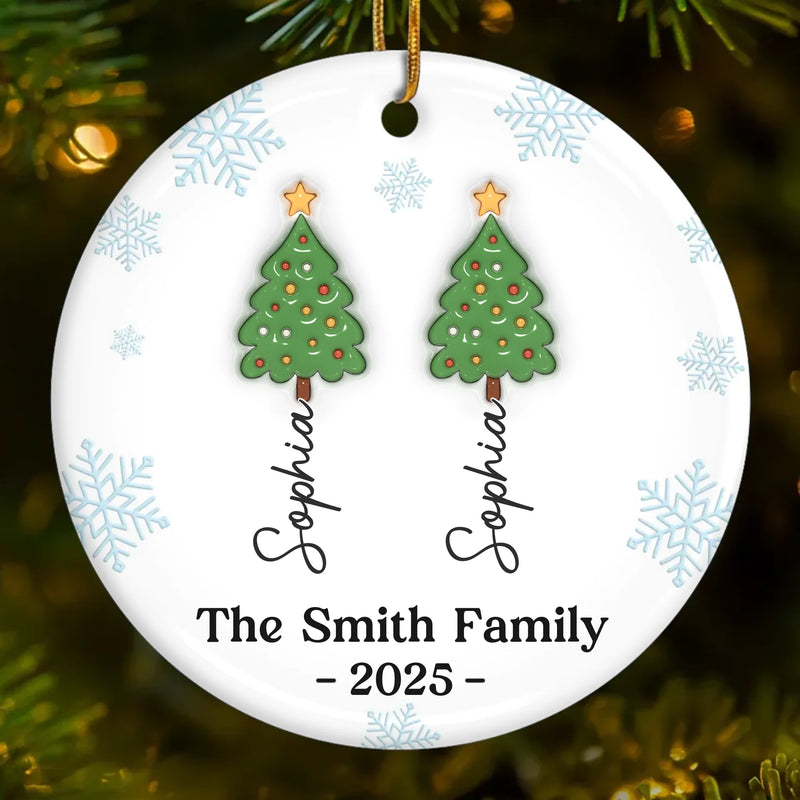 Custom Ceramic Ornament - Personalized Christmas Birthday Gifts For Mom, Dad, Brother, Sister, Kids - Our Festive Family Forest