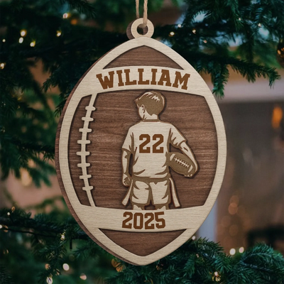 Custom American Football Wood Ornament -Personalized Gift For Birthday, Football Football Lovers, NFL Fans, Sport Lovers, Senior Graduation Gift, Christmas Gifts, Christmas Decoration - Born To Play