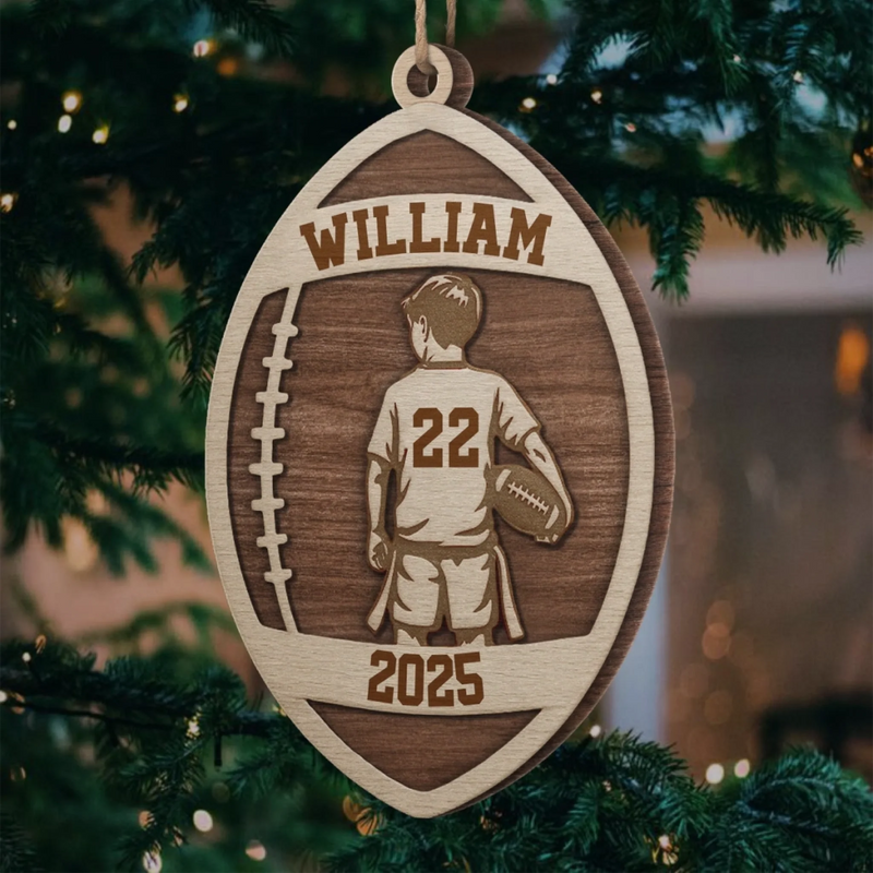 Custom American Football Wood Ornament -Personalized Gift For Birthday, Football Football Lovers, NFL Fans, Sport Lovers, Senior Graduation Gift, Christmas Gifts, Christmas Decoration - Born To Play