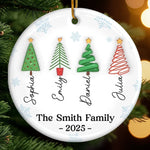 Custom Name Christmas Family Tree Gifts - Personalized Ceramic Ornament