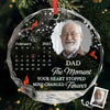 Custom Photo Cardinal Circle Glass Ornament - Personalized Christmas Memorial Sympathy Gifts For Loss Of Mom, Dad - Always In Our Hearts And Memories