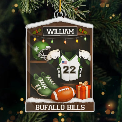 Custom American Football Acrylic Ornament - Personalized Gift For Birthday, Football Football Lovers, NFL Fans, Sport Lovers, Senior Graduation Gift, Christmas Gifts, Christmas Decoration - Joy Is A Home Run