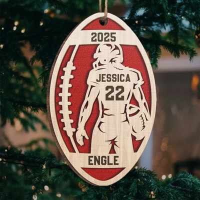 Custom American Football Wood Ornament - Personalized Gift For Birthday, Football Football Lovers, NFL Fans, Sport Lovers, Senior Graduation Gift, Christmas Gifts, Christmas Decoration - Play Hard Dream Big