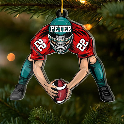 Custom American Senior Football Acrylic Ornament - Personalized Gift For Birthday, Football Football Lovers, NFL Fans, Sport Lovers, Senior Graduation Gift, Christmas Gifts, Christmas Decoration - Pitch Hit Win
