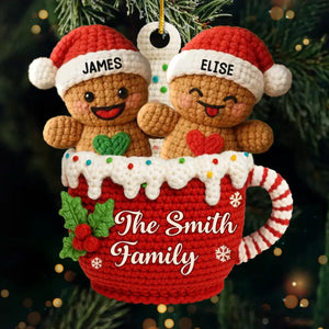 Custom Crochet Acrylic Ornament - Personalized Christmas Birthday Gifts For Mom, Dad, Brother, Sister, Kids - Love Gathers Around Us