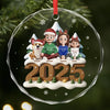 Custom Circle Glass Ornament - Personalized Christmas Birthday Gifts For Family, Dog Cat Lovers - Hearts Together For Christmas
