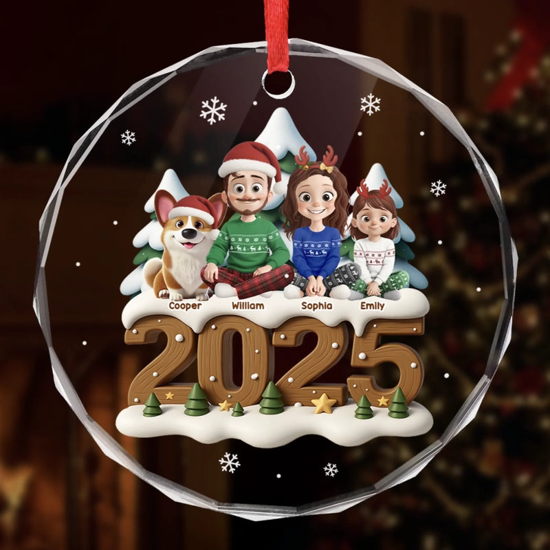 Custom Circle Glass Ornament - Personalized Christmas Birthday Gifts For Family, Dog Cat Lovers - Hearts Together For Christmas
