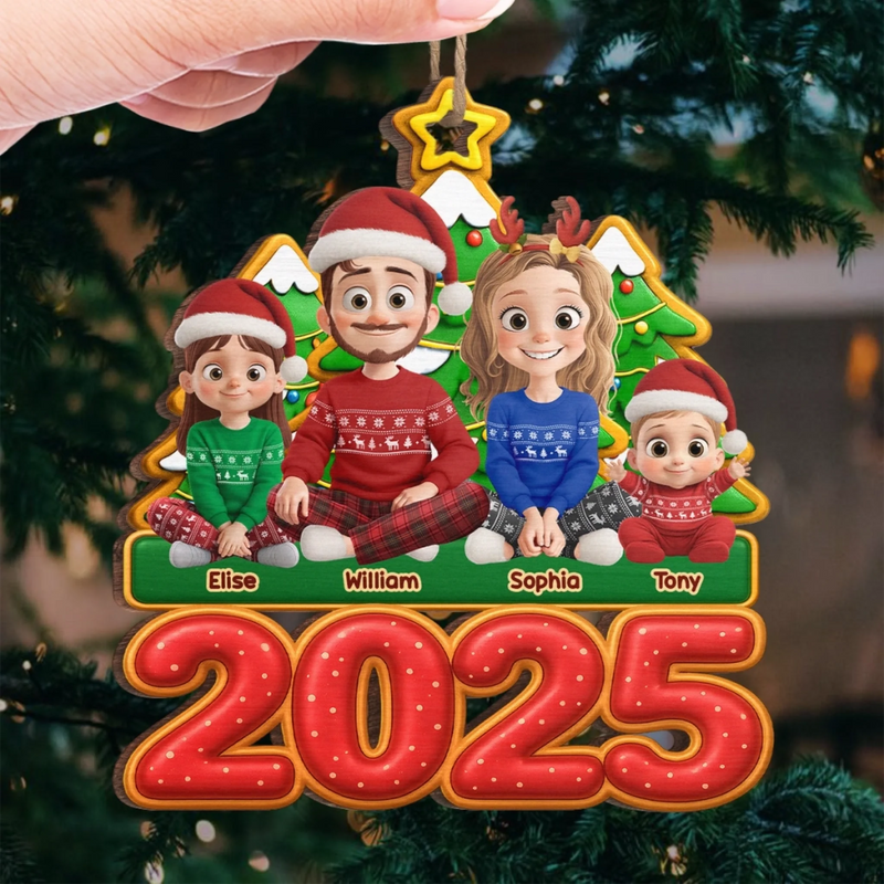 Custom Wood Ornament - Personalized Christmas Birthday Gifts For Mom, Dad, Kids - Love Gathers With Paws And Hearts