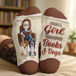 Custom Crew Socks - Personalized Bookish Gifts For Book Lovers, Bookworms, Dog Dad And Mom - Pages With Pawprints