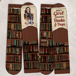 Custom Crew Socks - Personalized Bookish Gifts For Book Lovers, Bookworms, Dog Dad And Mom - Pages With Pawprints