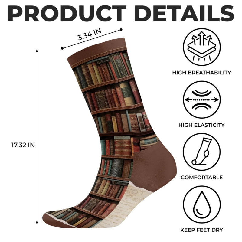 Custom Crew Socks - Personalized Bookish Gifts For Book Lovers, Bookworms, Dog Dad And Mom - Pages With Pawprints