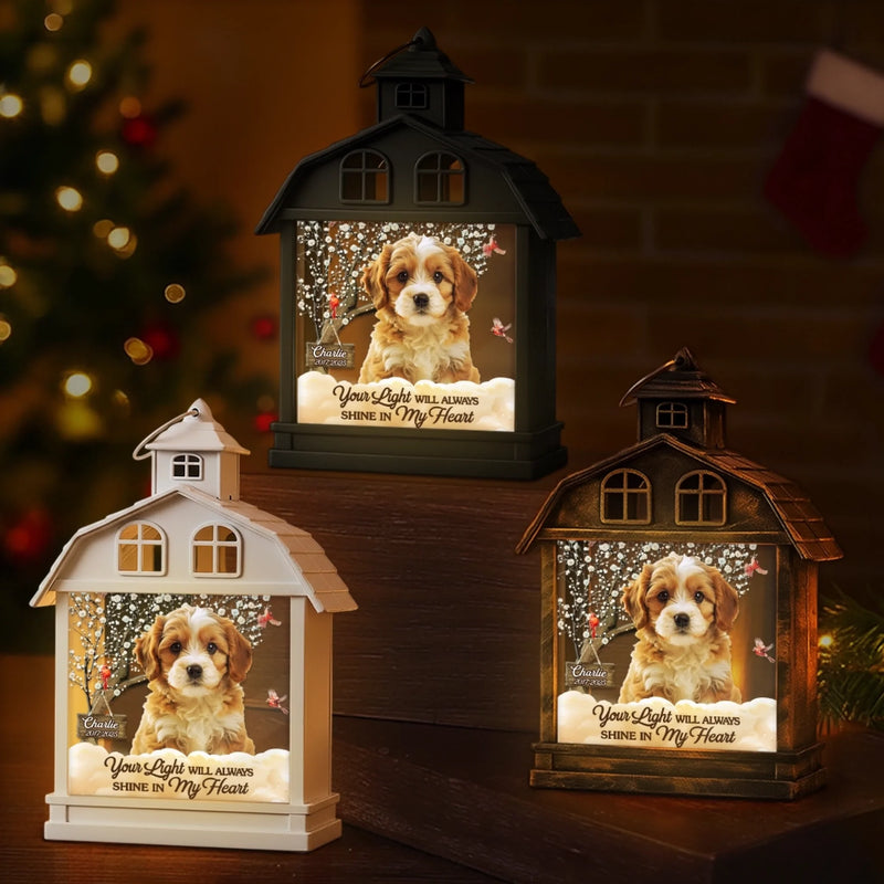 Custom Photo Cardinal LED House Lantern Light - Personalized Pet Christmas Memorial Sympathy Gifts For Dogs, Cats - Gentle Companions Forever In Memory