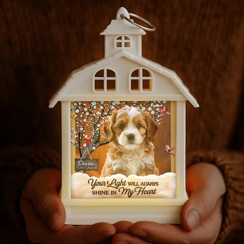 Custom Photo Cardinal LED House Lantern Light - Personalized Pet Christmas Memorial Sympathy Gifts For Dogs, Cats - Gentle Companions Forever In Memory